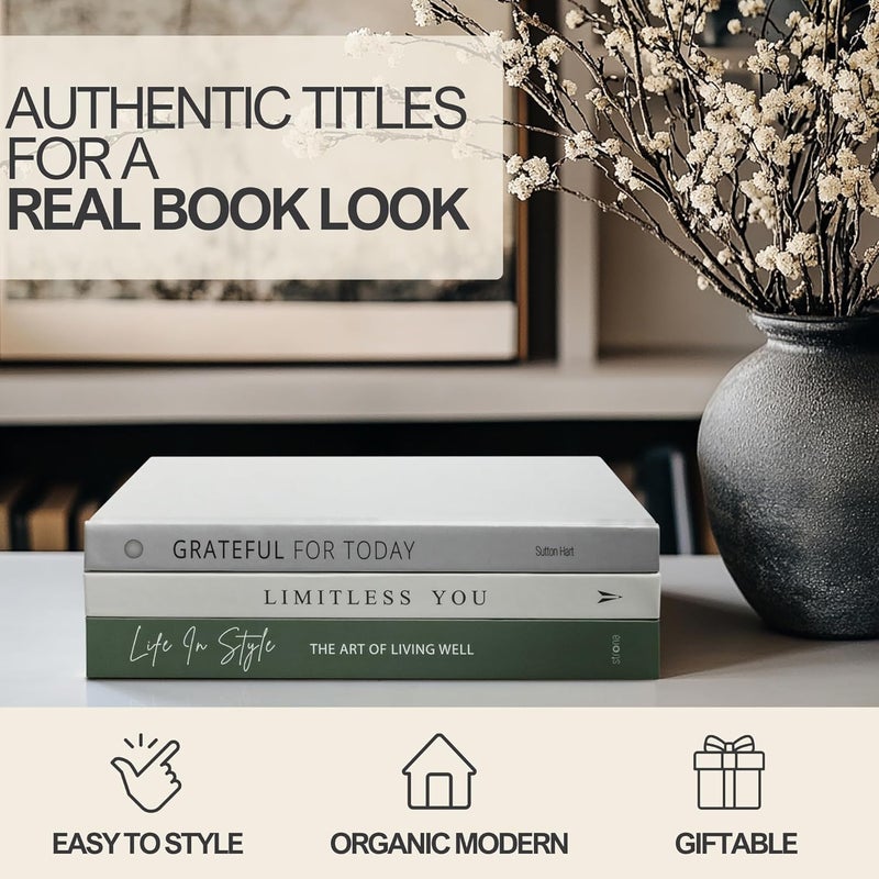 STRONA Olive Green Decorative Books for Home Decor - Faux Books for Living Room Decoration, Green Decor Books for Coffee Table or Shelves - Image 4